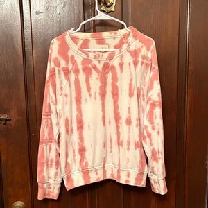 Lou & Grey Pink Tie-Dye Crew Neck Sweater